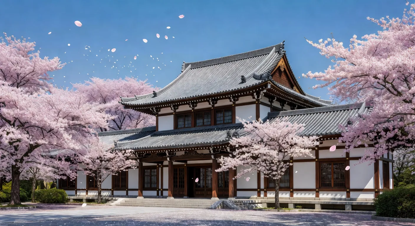 Tokyo National Museum with cherry blossoms
